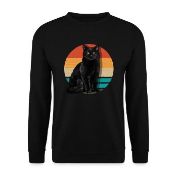 Black Cat Vintage - Unisex Pullover - Schwarz - Vorne - Alina (178cm) & Michal (187cm)