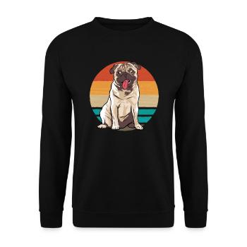 Pug Dog Vintage - Unisex Pullover - Schwarz - Vorne - Alina (178cm) & Michal (187cm)