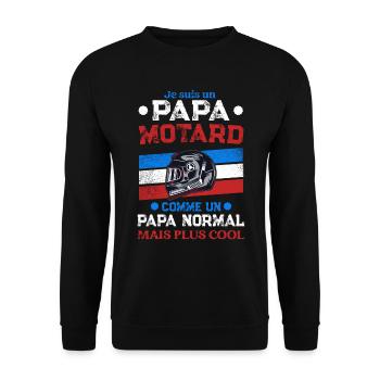 Papa Motard - Sweat-shirt Unisexe - noir - Devant - Alina (178cm) & Michal (187cm)