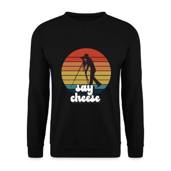 Smile And Say Cheese - Unisex Sweatshirt - black - Front - Alina (178cm) & Michal (187cm)