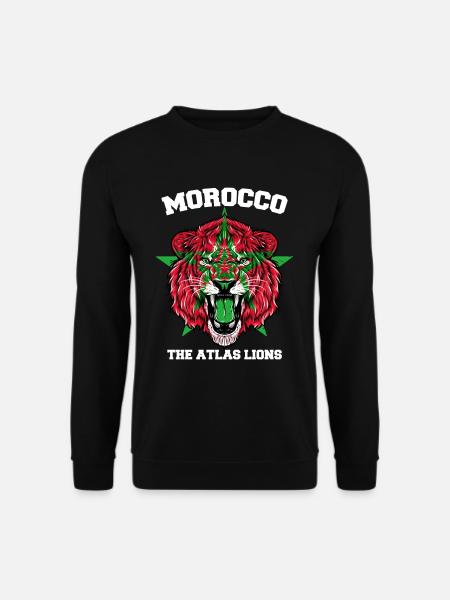 Maroc Lion Drapeau Maillot Football Équipe Sport - Sweat-shirt Unisexe - noir