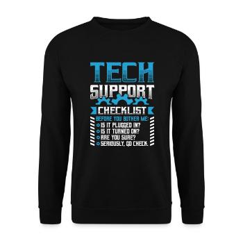 Funny Tech Support Checklist Helpdesk - Unisex Sweatshirt - black - Front - Alina (178cm) & Michal (187cm)