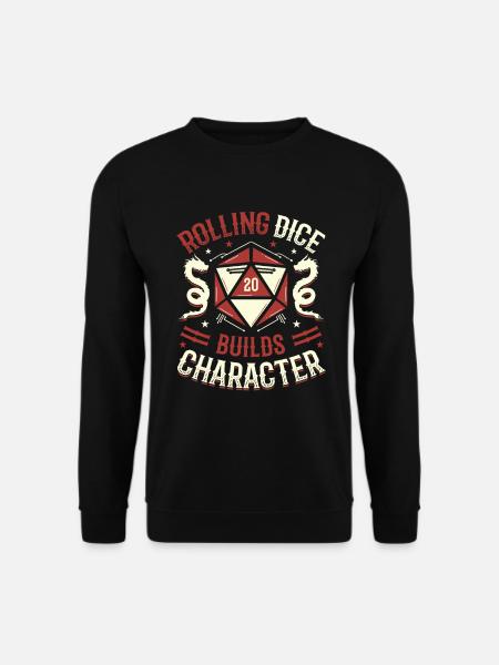 Charakter Stift und Papier Tischplatte Rollenspiel - Unisex Pullover - Schwarz