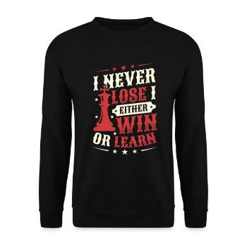 Je ne perds jamais, je gagne ou j’apprends les échecs - Sweat-shirt Unisexe - noir - Devant - Alina (178cm) & Michal (187cm)