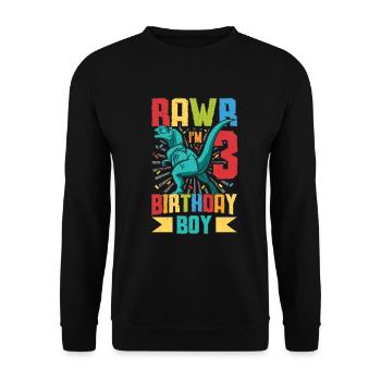 Anniversaire Trex Dinosaure 3ème Anniversaire Garçon - Sweat-shirt Unisexe - noir - Devant - Alina (178cm) & Michal (187cm)