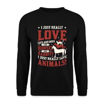 Chats,Chiens,Chevaux,Lapins - Amoureux des animaux - Sweat-shirt Unisexe - noir - Devant - Alina (178cm) & Michal (187cm)