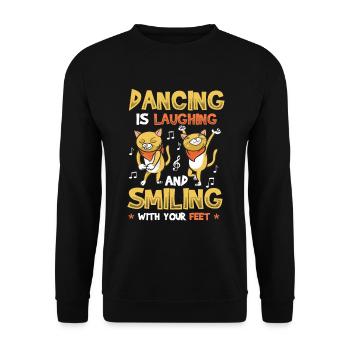Dancing laughs and smiles with your feet, girl - Unisex Sweatshirt - black - Front - Alina (178cm) & Michal (187cm)