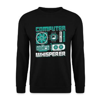 Computer Whisperer IT Support - Unisex Sweatshirt - black - Front - Alina (178cm) & Michal (187cm)