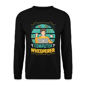 Computer Whisperer IT Support - Unisex Sweatshirt - black - Front - Alina (178cm) & Michal (187cm)