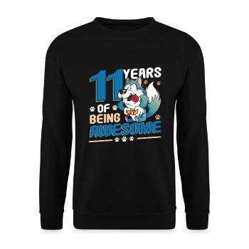 Celebrating 11 Years, 11. Geburtstag - Unisex Pullover - Schwarz - Vorne - Alina (178cm) & Michal (187cm)