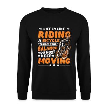 La vie, c’est comme faire une balade à vélo. - Sweat-shirt Unisexe - noir - Devant - Alina (178cm) & Michal (187cm)