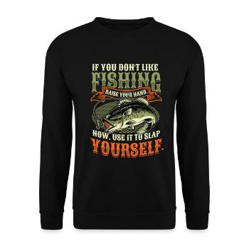 Drôle de pêche en disant Fischer - Sweat-shirt Unisexe - noir - Devant - Alina (178cm) & Michal (187cm)