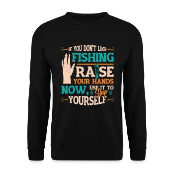 Drôle de pêche en disant Fischer - Sweat-shirt Unisexe - noir - Devant - Alina (178cm) & Michal (187cm)