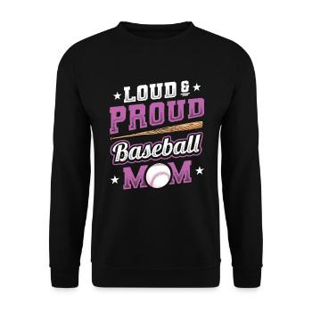 Laut und stolzer Baseball-Mutter - Unisex Pullover - Schwarz - Vorne - Alina (178cm) & Michal (187cm)