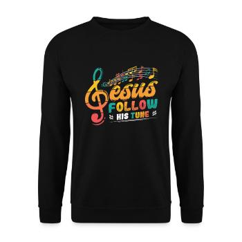 Jesus, clef, music, religious. - Unisex Sweatshirt - black - Front - Alina (178cm) & Michal (187cm)