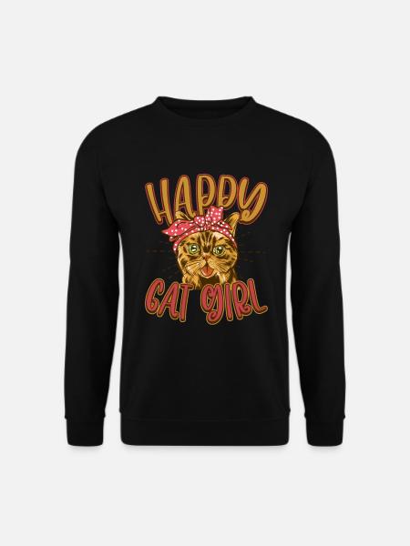 Chat chat heureux Chat Chaton - Sweat-shirt Unisexe - noir