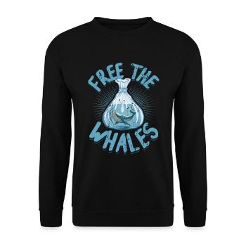 Befreie die Wale - Unisex Pullover - Schwarz - Vorne - Alina (178cm) & Michal (187cm)