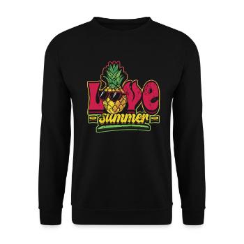 Hello Summer Pineapple with Sunglasses - Unisex Sweatshirt - black - Front - Alina (178cm) & Michal (187cm)