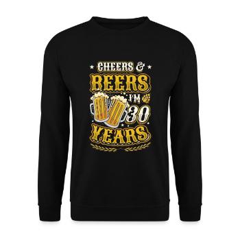 Acclamations et bière J’ai 30 ans - Sweat-shirt Unisexe - noir - Devant - Alina (178cm) & Michal (187cm)