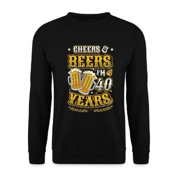 Cheers and beer I'm 40 years old - Unisex Sweatshirt - black - Front - Alina (178cm) & Michal (187cm)