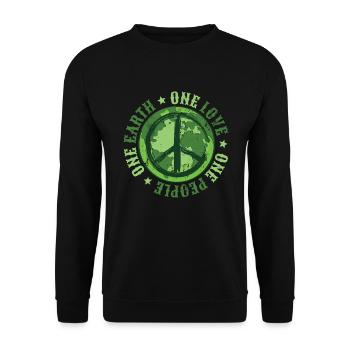 One love, one people, one earth, saves the world. - Unisex Sweatshirt - black - Front - Alina (178cm) & Michal (187cm)