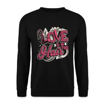 L’amour est dans les cheveux, barbier, coiffeur. - Sweat-shirt Unisexe - noir - Devant - Alina (178cm) & Michal (187cm)