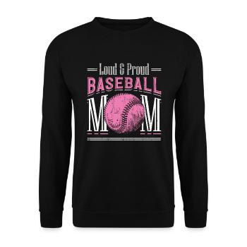 Laut und stolzer Baseball-Mutter - Unisex Pullover - Schwarz - Vorne - Alina (178cm) & Michal (187cm)