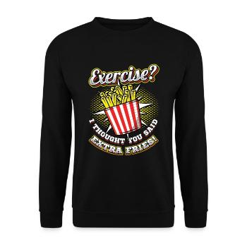 Exercise French Fries - Unisex Sweatshirt - black - Front - Alina (178cm) & Michal (187cm)