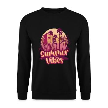 Summer Vibes Beach Club Summer Vacation - Unisex Sweatshirt - black - Front - Alina (178cm) & Michal (187cm)