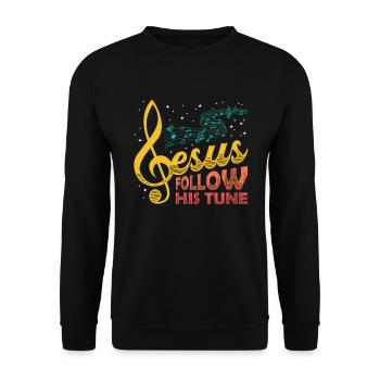 Jesus, clef, music, religious. - Unisex Sweatshirt - black - Front - Alina (178cm) & Michal (187cm)