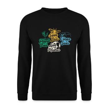Rette die Bienen Pflanze mehr Bäume Tag der Erde - Unisex Pullover - Schwarz - Vorne - Alina (178cm) & Michal (187cm)