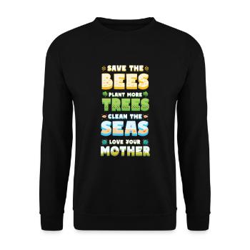 Rette die Bienen Pflanze mehr Bäume Tag der Erde - Unisex Pullover - Schwarz - Vorne - Alina (178cm) & Michal (187cm)