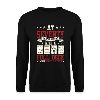 With seventy games, 70th birthday - Unisex Sweatshirt - black - Front - Alina (178cm) & Michal (187cm)