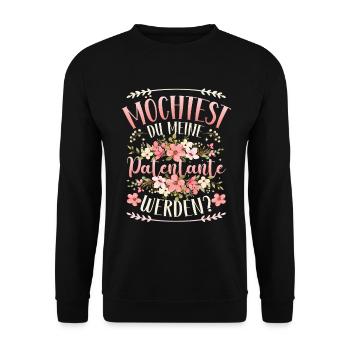 Möchtest Du meine Patentante werden ? - Unisex Pullover - Schwarz - Vorne - Alina (178cm) & Michal (187cm)