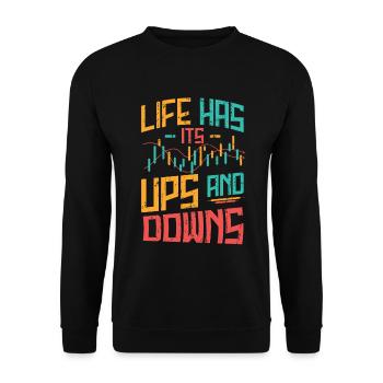 Les traders boursiers montent et descendent Investissements boursiers - Sweat-shirt Unisexe - noir - Devant - Alina (178cm) & Michal (187cm)