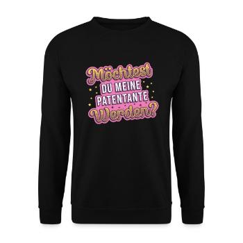 Möchtest Du meine Patentante werden ? - Unisex Pullover - Schwarz - Vorne - Alina (178cm) & Michal (187cm)