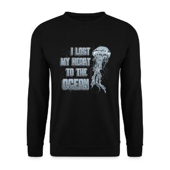 J’ai perdu mon cœur à cause des méduses de l’océan - Sweat-shirt Unisexe - noir - Devant - Alina (178cm) & Michal (187cm)