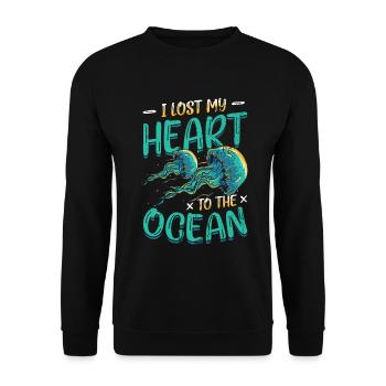 J’ai perdu mon cœur à cause des méduses de l’océan - Sweat-shirt Unisexe - noir - Devant - Alina (178cm) & Michal (187cm)