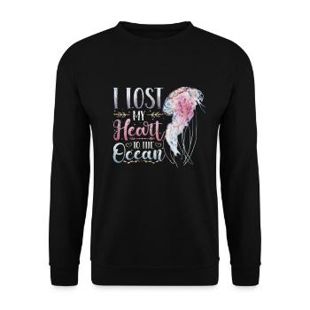 J’ai perdu mon cœur à cause des méduses de l’océan - Sweat-shirt Unisexe - noir - Devant - Alina (178cm) & Michal (187cm)