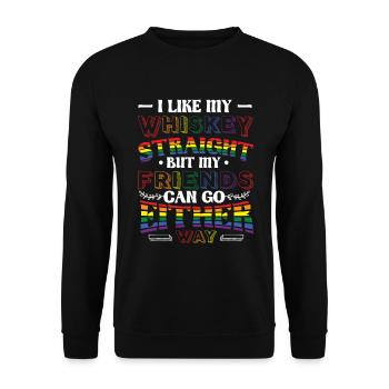 Likes my whiskey straight, I support LGBT. - Unisex Sweatshirt - black - Front - Alina (178cm) & Michal (187cm)