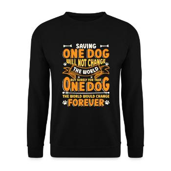 Sauver One Dogs World Animal Rescue, Dog House - Sweat-shirt Unisexe - noir - Devant - Alina (178cm) & Michal (187cm)