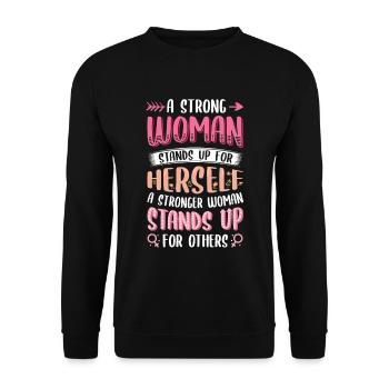 Strong women stand up. - Unisex Sweatshirt - black - Front - Alina (178cm) & Michal (187cm)