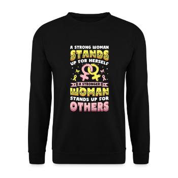 Strong women stand up. - Unisex Sweatshirt - black - Front - Alina (178cm) & Michal (187cm)