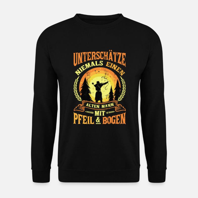 Alter Mann Mit Pfeil und Bogen, Bogenschießen. - Unisex Pullover - Schwarz