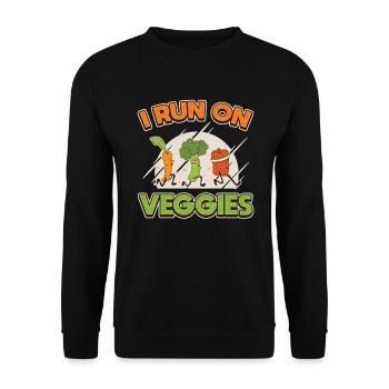 I run on Veggies, Vegan Runners. - Unisex Sweatshirt - black - Front - Alina (178cm) & Michal (187cm)