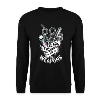 Ce sont mes armes dans le salon de coiffure - Sweat-shirt Unisexe - noir - Devant - Alina (178cm) & Michal (187cm)