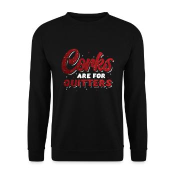 Korken sind für Quitters ,lustiges Weinfest. - Unisex Pullover - Schwarz - Vorne - Alina (178cm) & Michal (187cm)