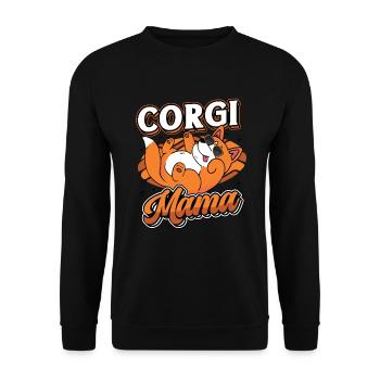 Corgi Mama für Damen - Unisex Pullover - Schwarz - Vorne - Alina (178cm) & Michal (187cm)