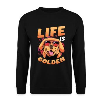 Das Leben ist golden - Golden Retriever - Unisex Pullover - Schwarz - Vorne - Alina (178cm) & Michal (187cm)