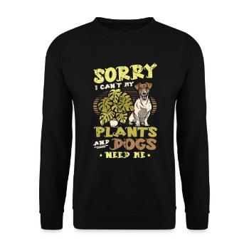 Sorry I Can´t My Plants And Dogs, Hundeliebhaber. - Unisex Pullover - Schwarz - Vorne - Alina (178cm) & Michal (187cm)